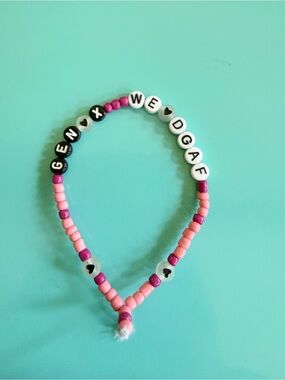 Handmade GenX We DGAF beaded Bracelet